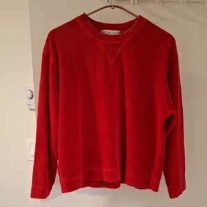 Women's Vintage Vibrant Red French Terry Cropped/Boxy Sweatshirt (Size S)